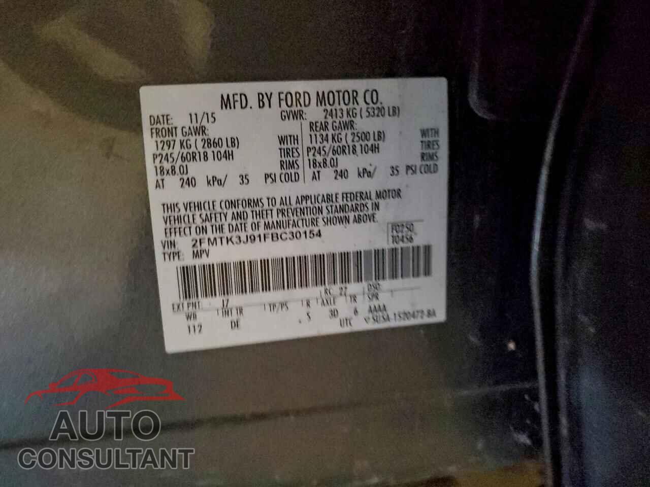 FORD EDGE 2015 - 2FMTK3J91FBC30154