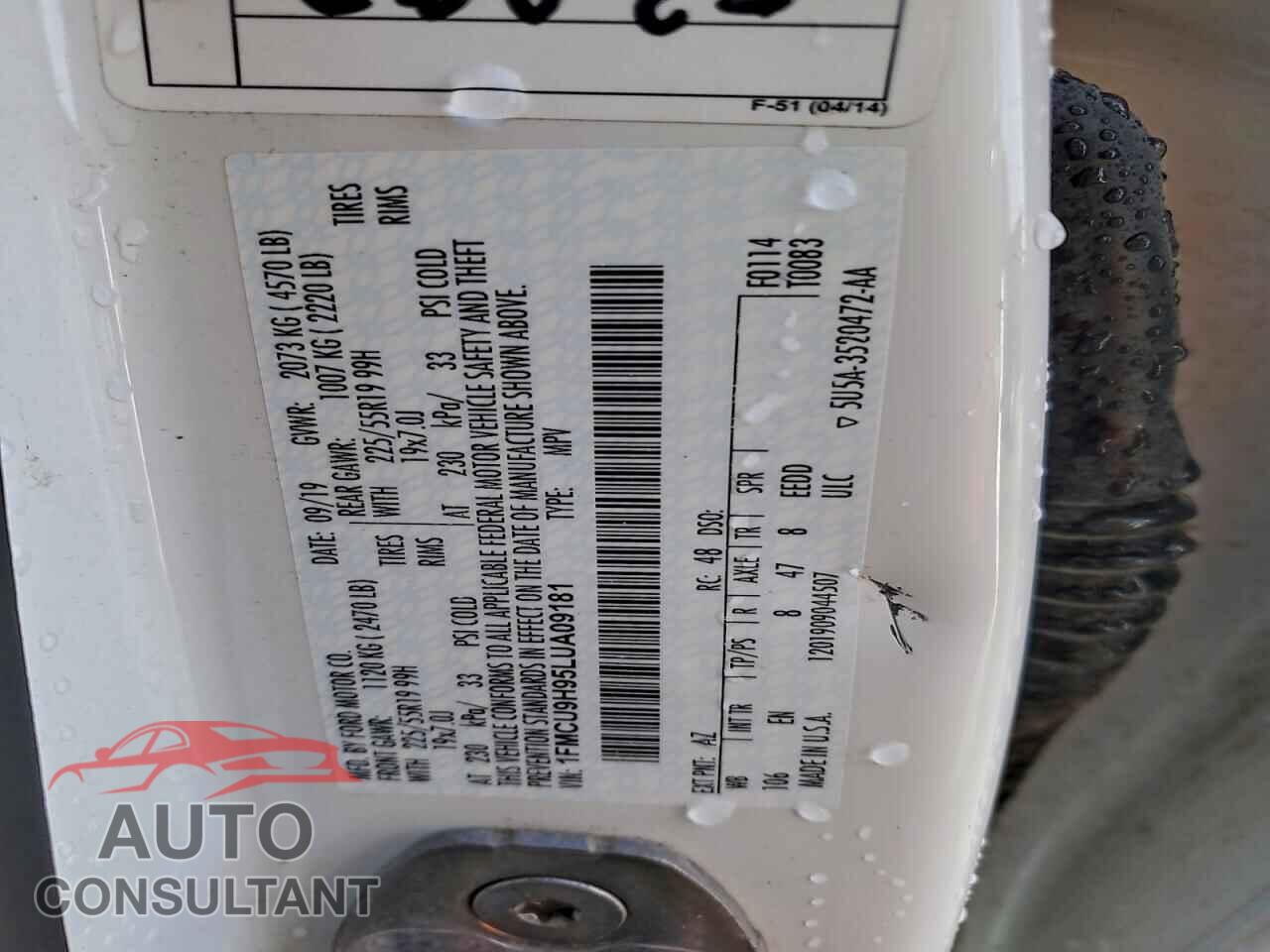 FORD ESCAPE 2020 - 1FMCU9H95LUA09181