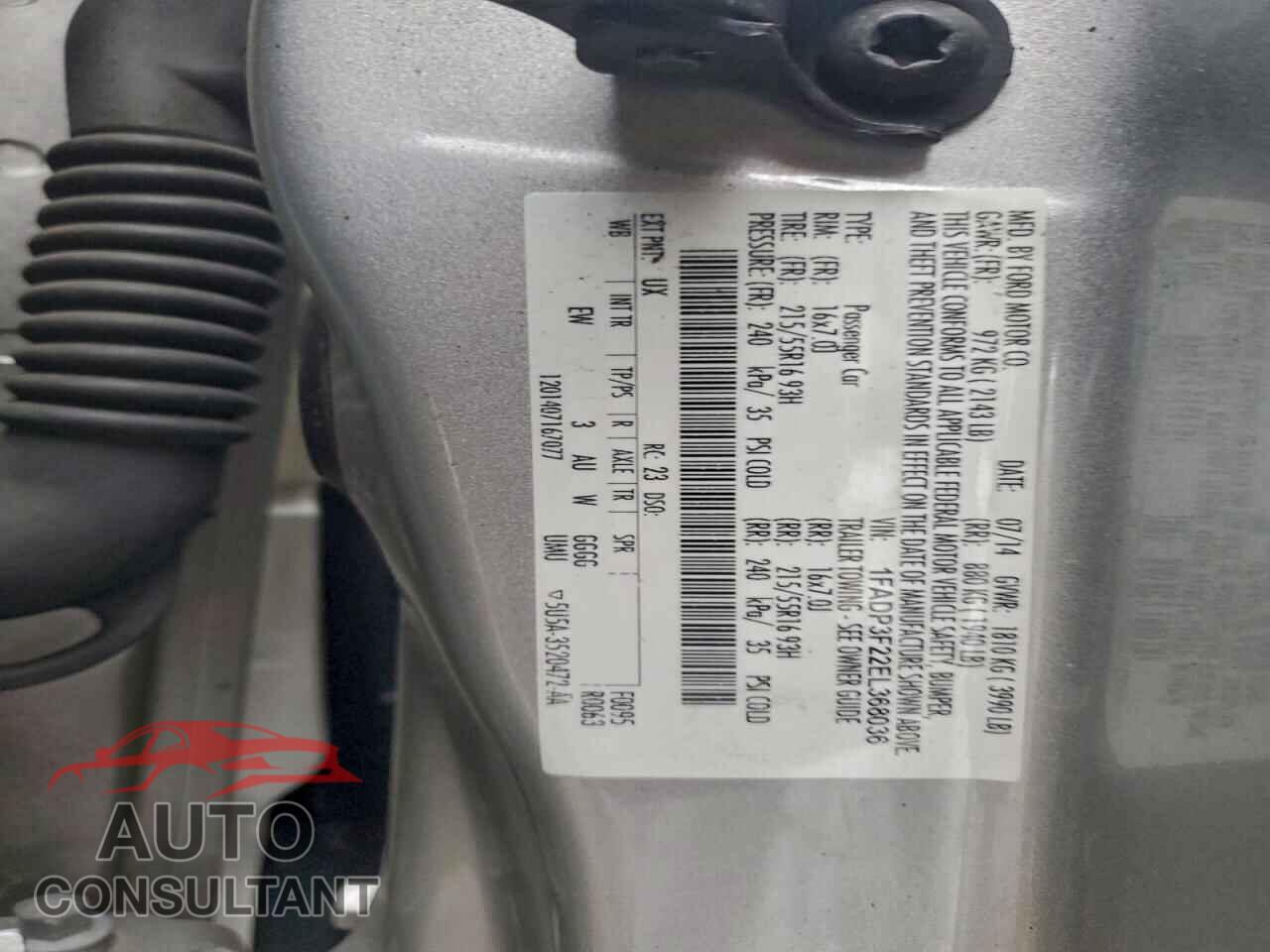 FORD FOCUS 2014 - 1FADP3F22EL368036