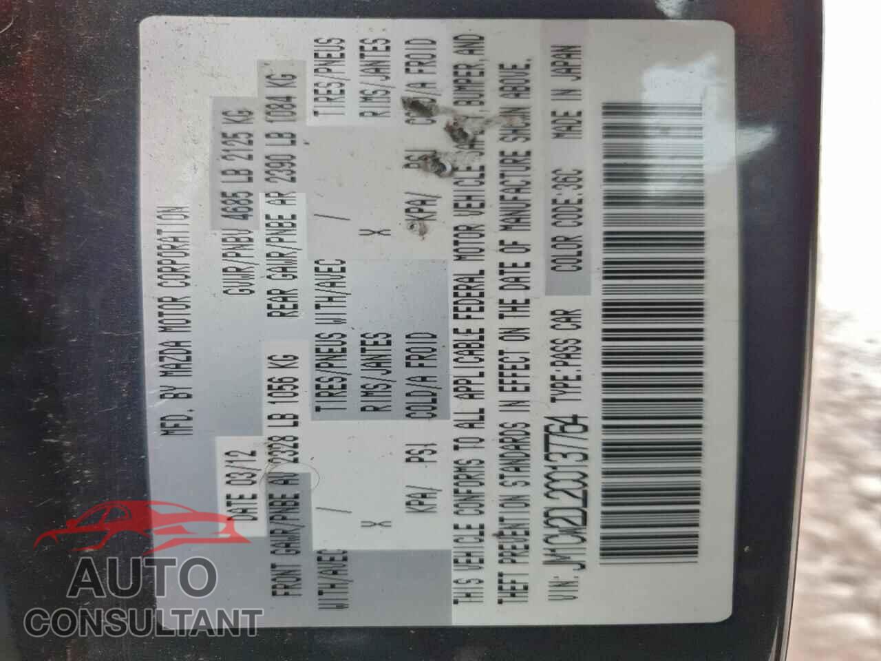 MAZDA 5 2012 - JM1CW2DL2C0137764
