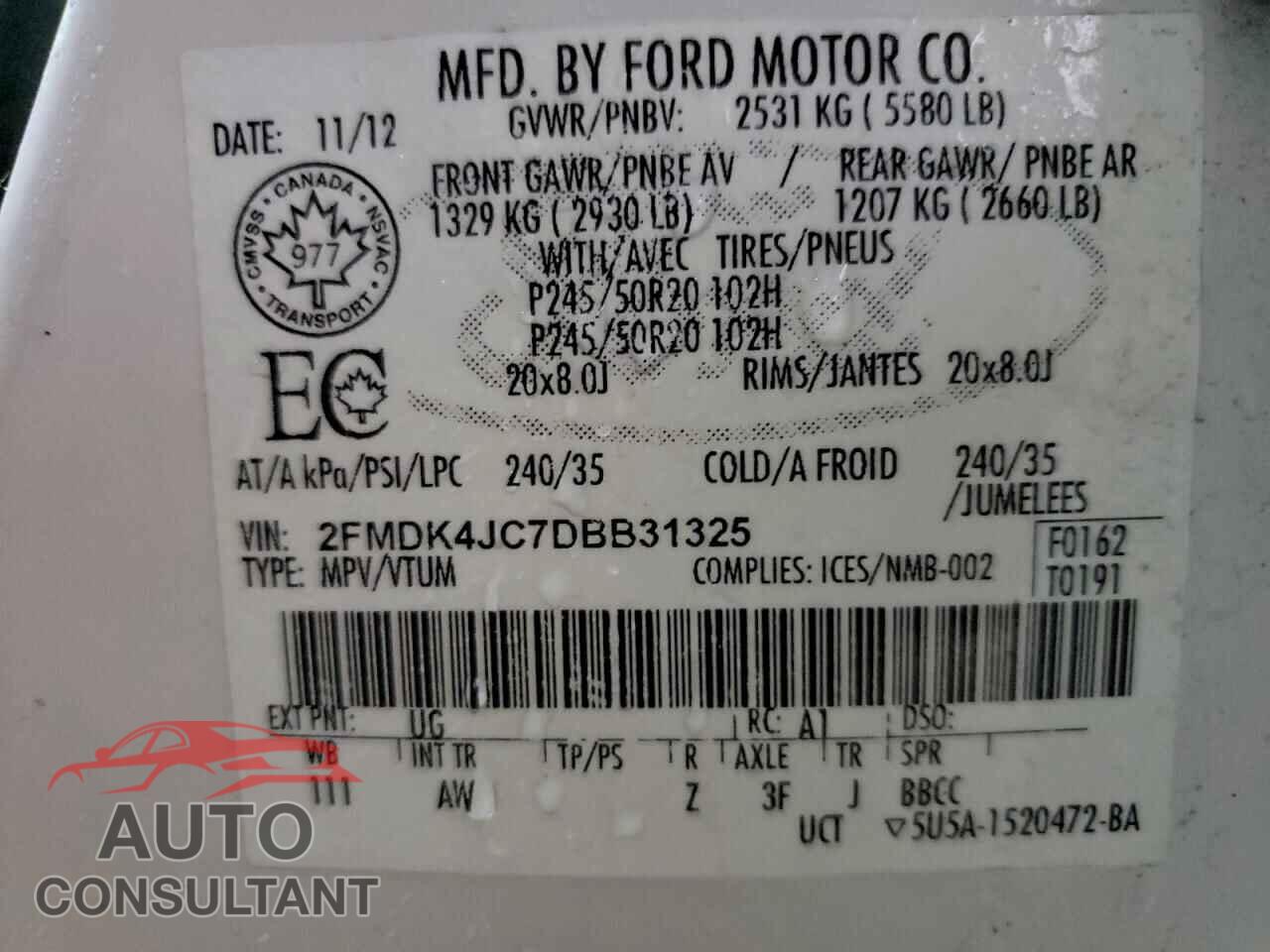 FORD EDGE 2013 - 2FMDK4JC7DBB31325