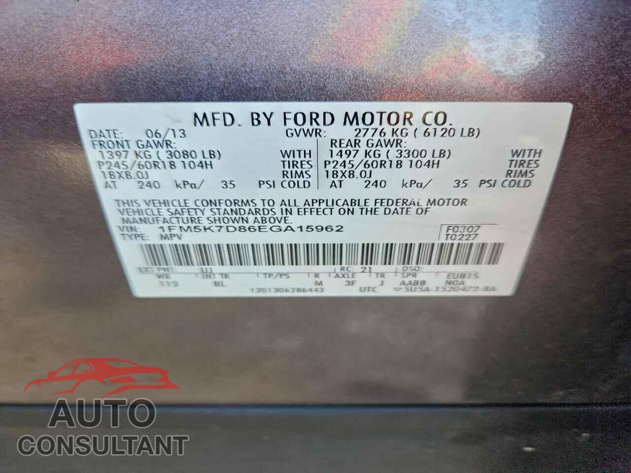 FORD EXPLORER 2014 - 1FM5K7D86EGA15962