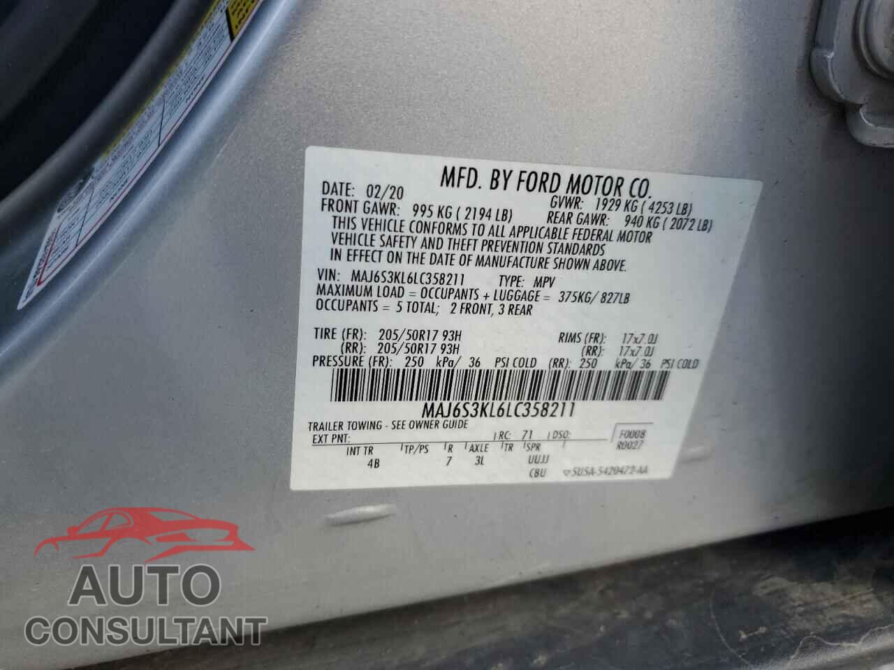 FORD ECOSPORT 2020 - MAJ6S3KL6LC358211