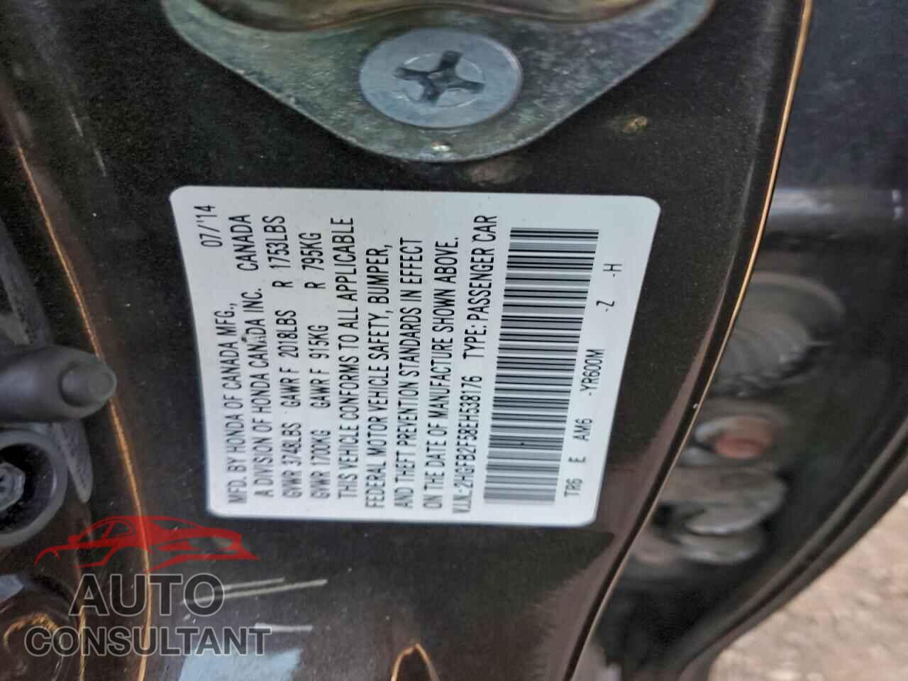 HONDA CIVIC 2014 - 2HGFB2F58EH538176