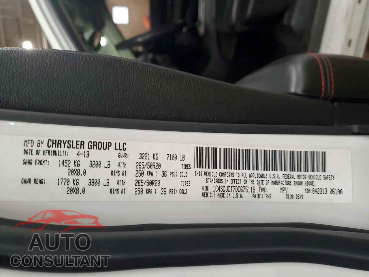 DODGE DURANGO 2013 - 1C4SDJCT7DC675115
