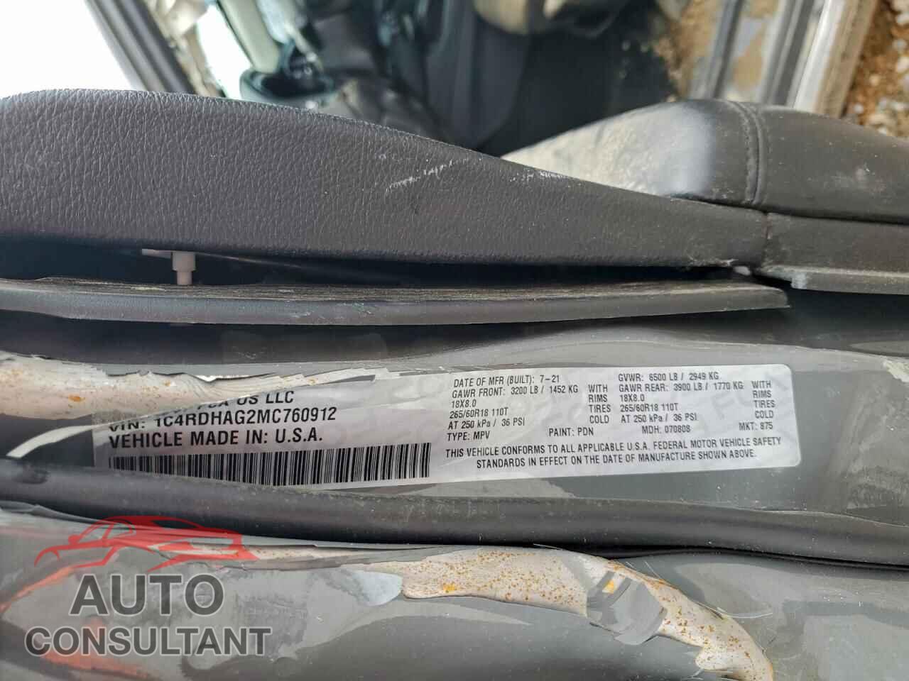 DODGE DURANGO 2021 - 1C4RDHAG2MC760912