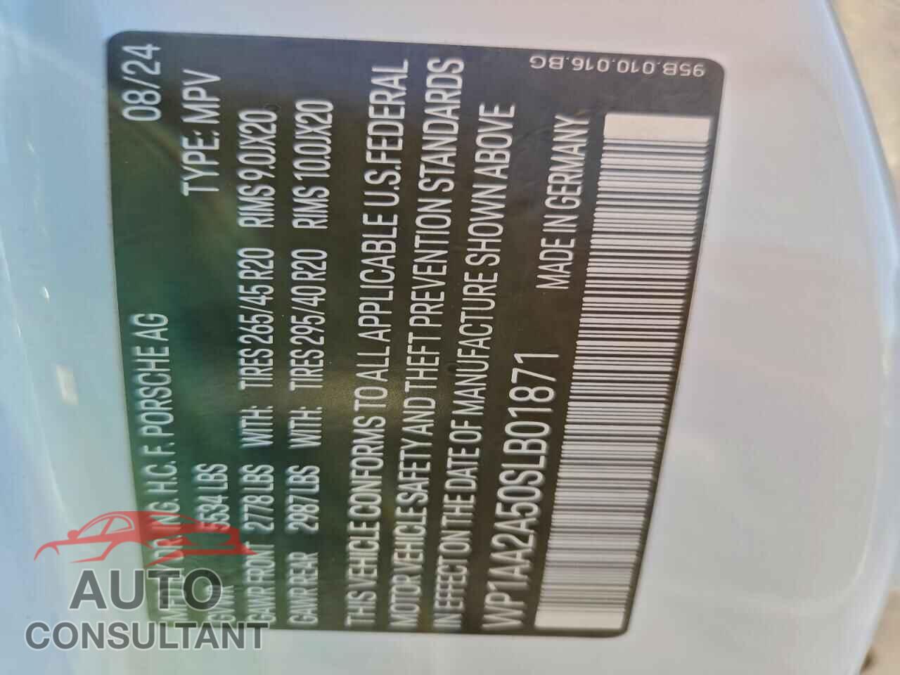 PORSCHE MACAN BASE 2025 - WP1AA2A50SLB01871