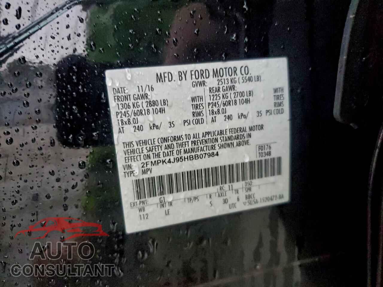 FORD EDGE 2017 - 2FMPK4J95HBB07984