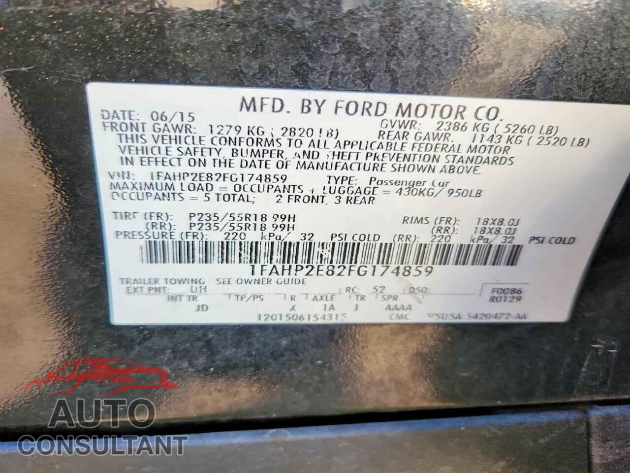 FORD TAURUS 2015 - 1FAHP2E82FG174859