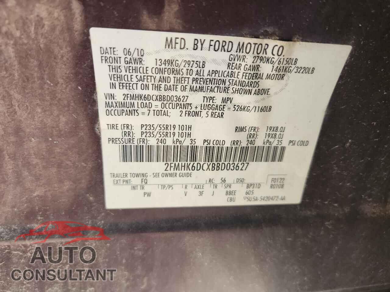 FORD FLEX 2011 - 2FMHK6DCXBBD03627
