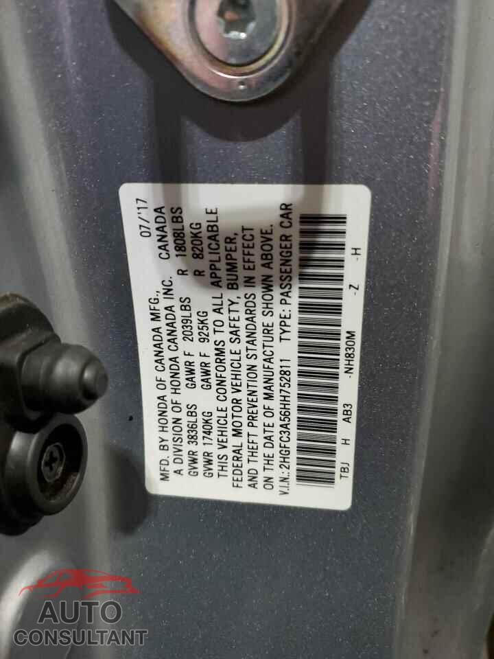 HONDA CIVIC 2017 - 2HGFC3A56HH752811