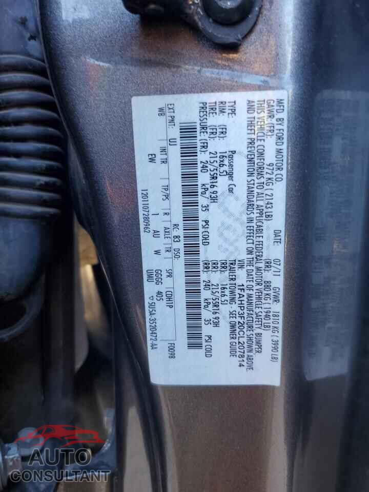 FORD FOCUS 2012 - 1FAHP3F20CL207814