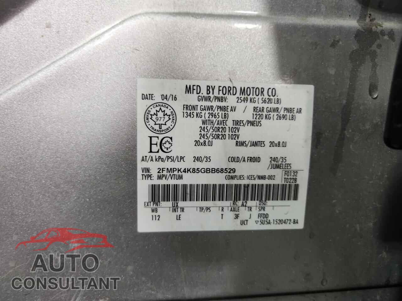 FORD EDGE 2016 - 2FMPK4K85GBB68529