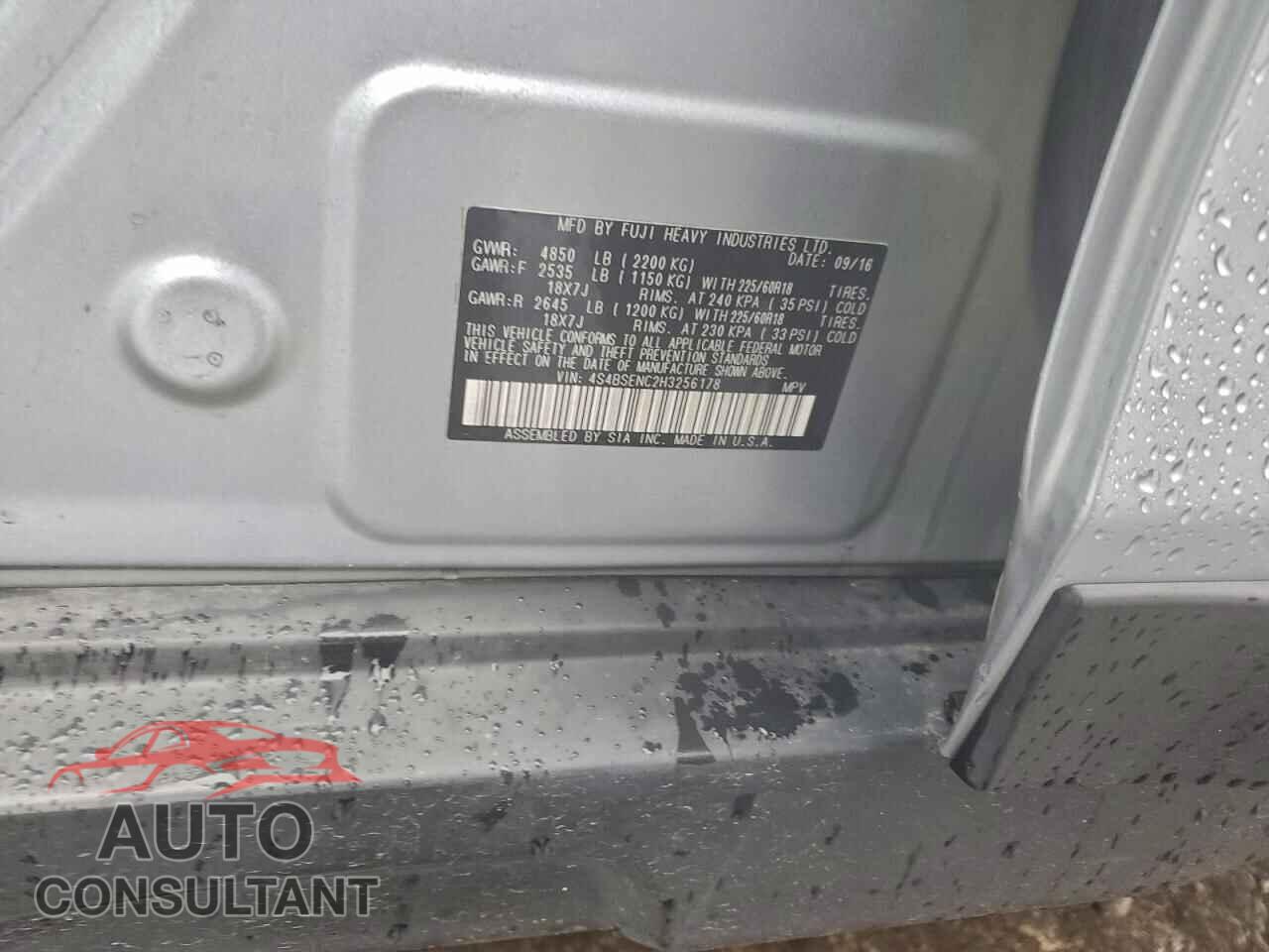 SUBARU OUTBACK 2017 - 4S4BSENC2H3256178