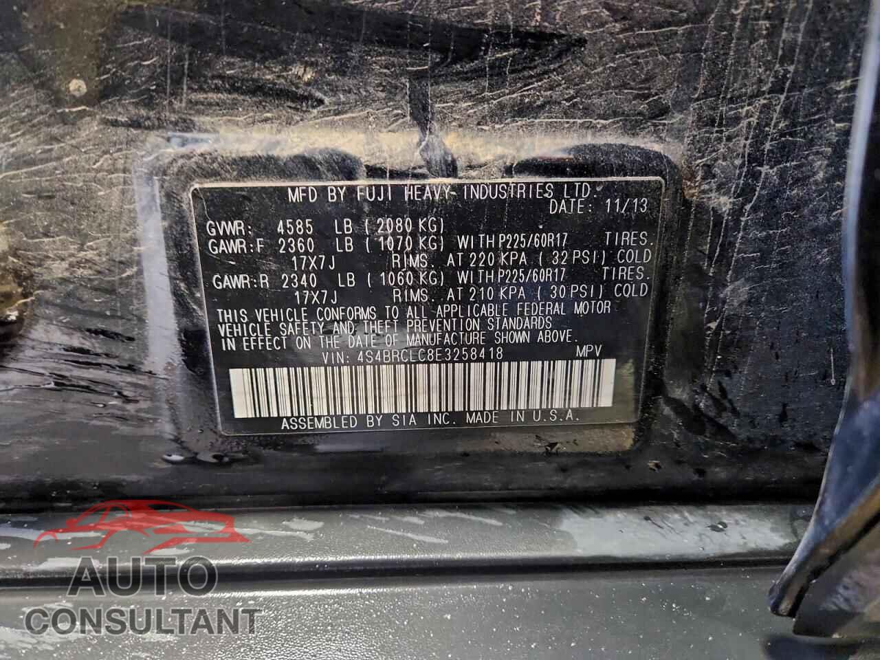SUBARU OUTBACK 2014 - 4S4BRCLC8E3258418
