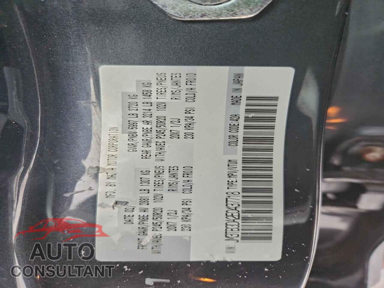 MAZDA CX-9 2014 - JM3TB3DA2E0437718