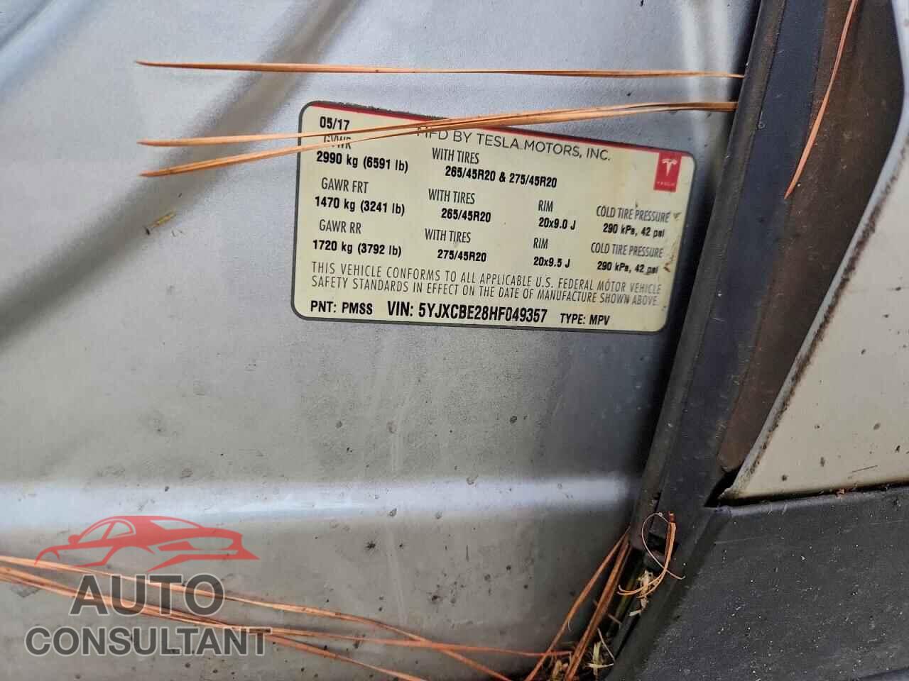 TESLA MODEL X 2017 - 5YJXCBE28HF049357