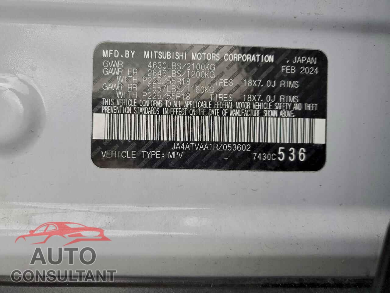 MITSUBISHI ECLIPSE 2024 - JA4ATVAA1RZ053602