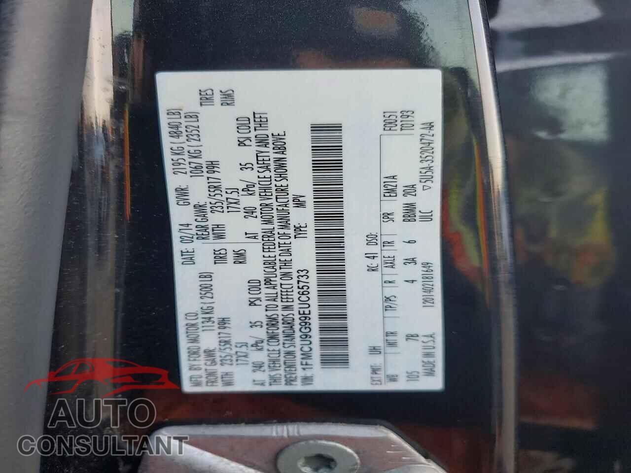 FORD ESCAPE 2014 - 1FMCU9G99EUC65733