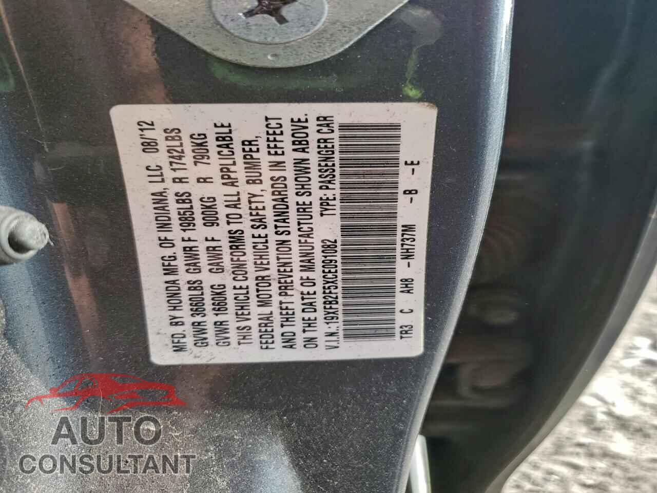 HONDA CIVIC 2012 - 19XFB2F5XCE091082