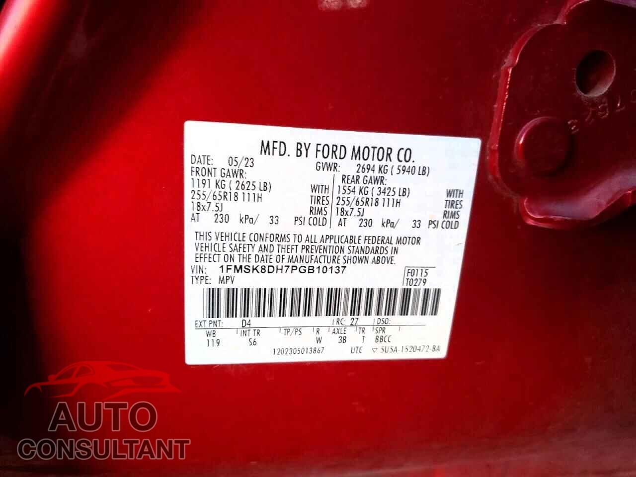 FORD EXPLORER 2023 - 1FMSK8DH7PGB10137