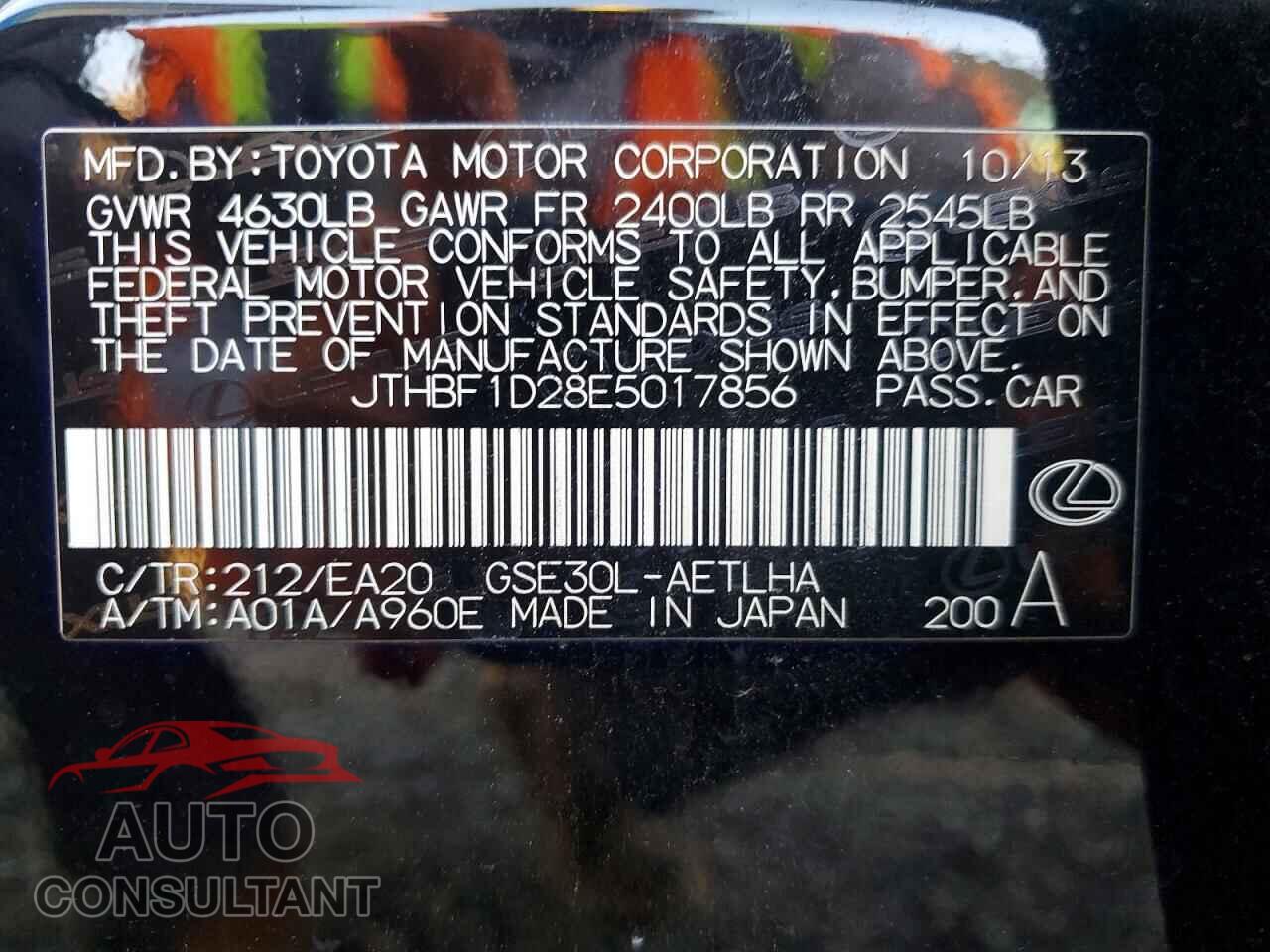 LEXUS IS 2014 - JTHBF1D28E5017856