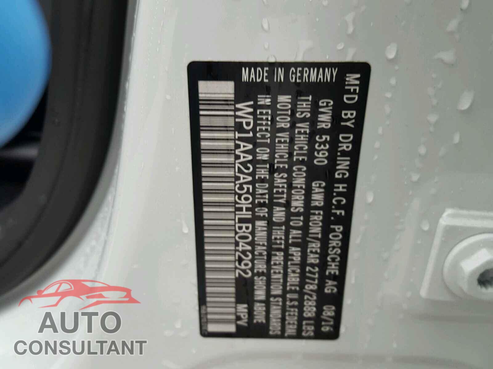 PORSCHE MACAN 2017 - WP1AA2A59HLB04292