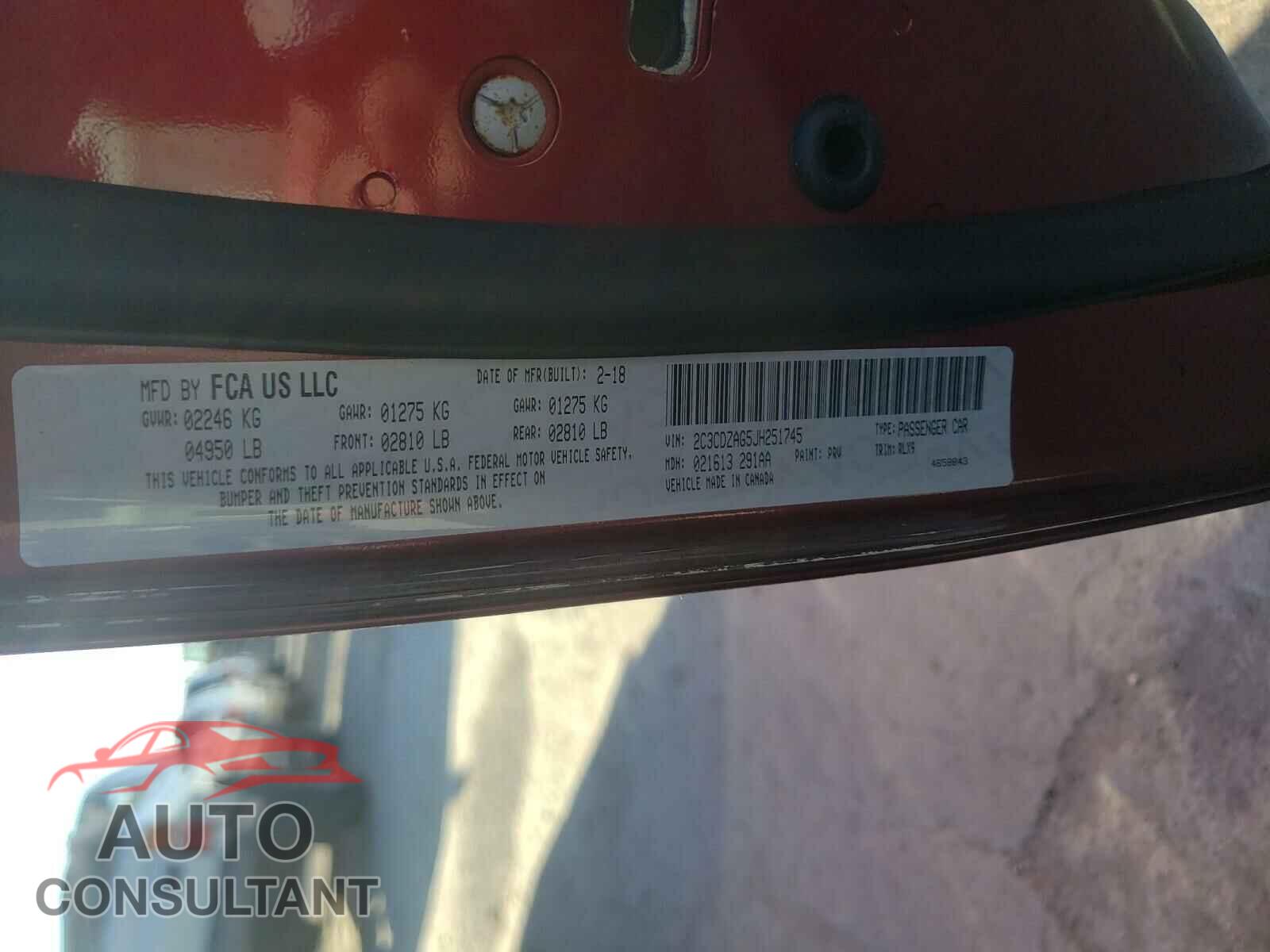 DODGE CHALLENGER 2018 - 2C3CDZAG5JH251745