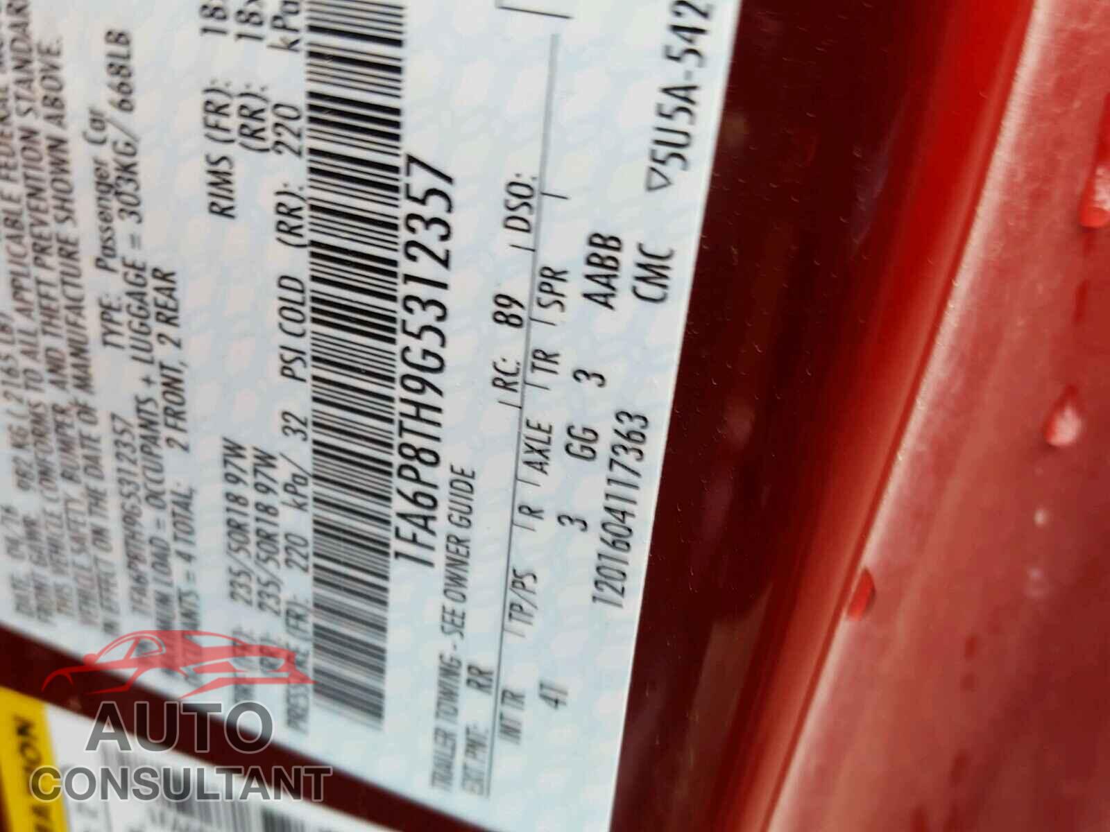 FORD MUSTANG 2016 - 1FA6P8TH9G5312357