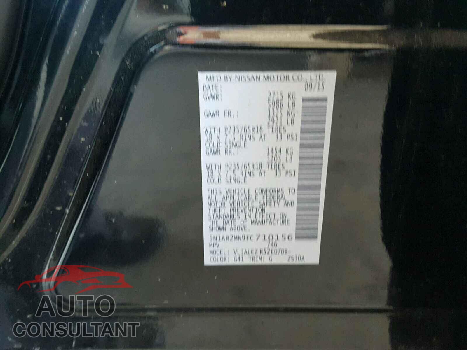 NISSAN PATHFINDER 2015 - 5N1AR2MN9FC710156