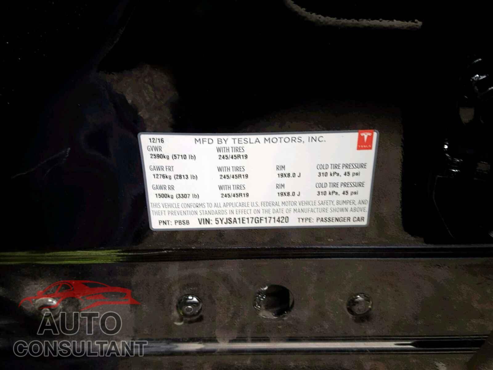 TESLA TESLA 2016 - 5YJSA1E17GF171420