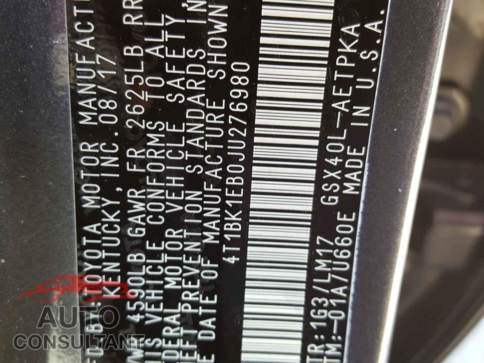 TOYOTA AVALON 2018 - 4T1BK1EB0JU276980