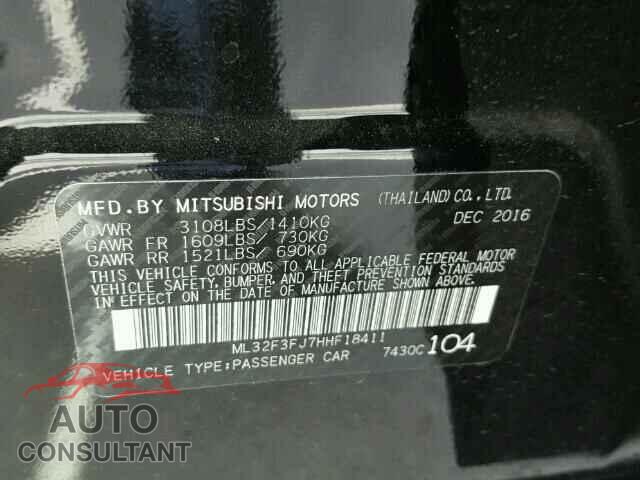 MITSUBISHI MIRAGE 2017 - ML32F3FJ7HHF18411