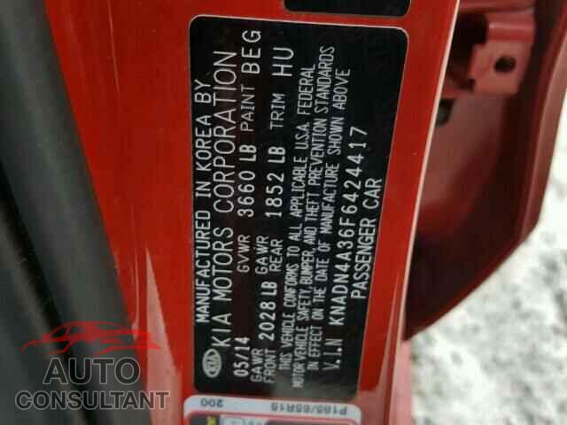 KIA RIO 2015 - KNADN4A36F6424417