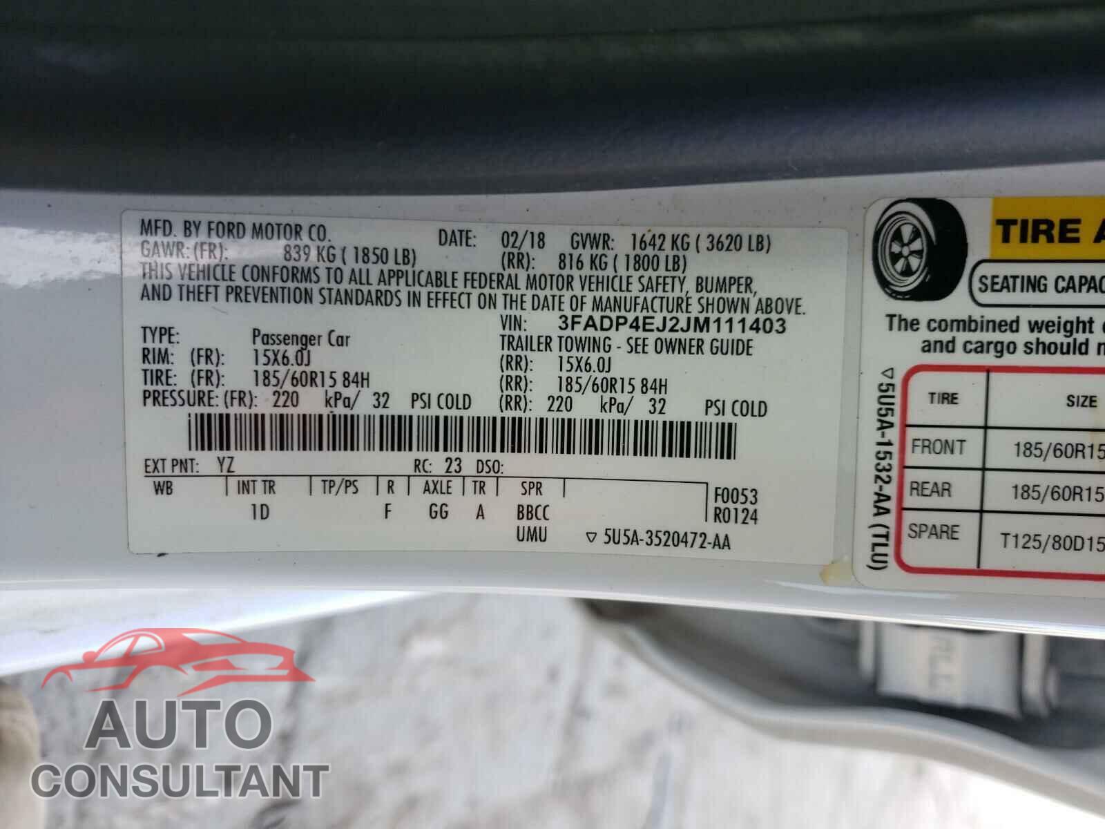 FORD FIESTA 2018 - 3FADP4EJ2JM111403