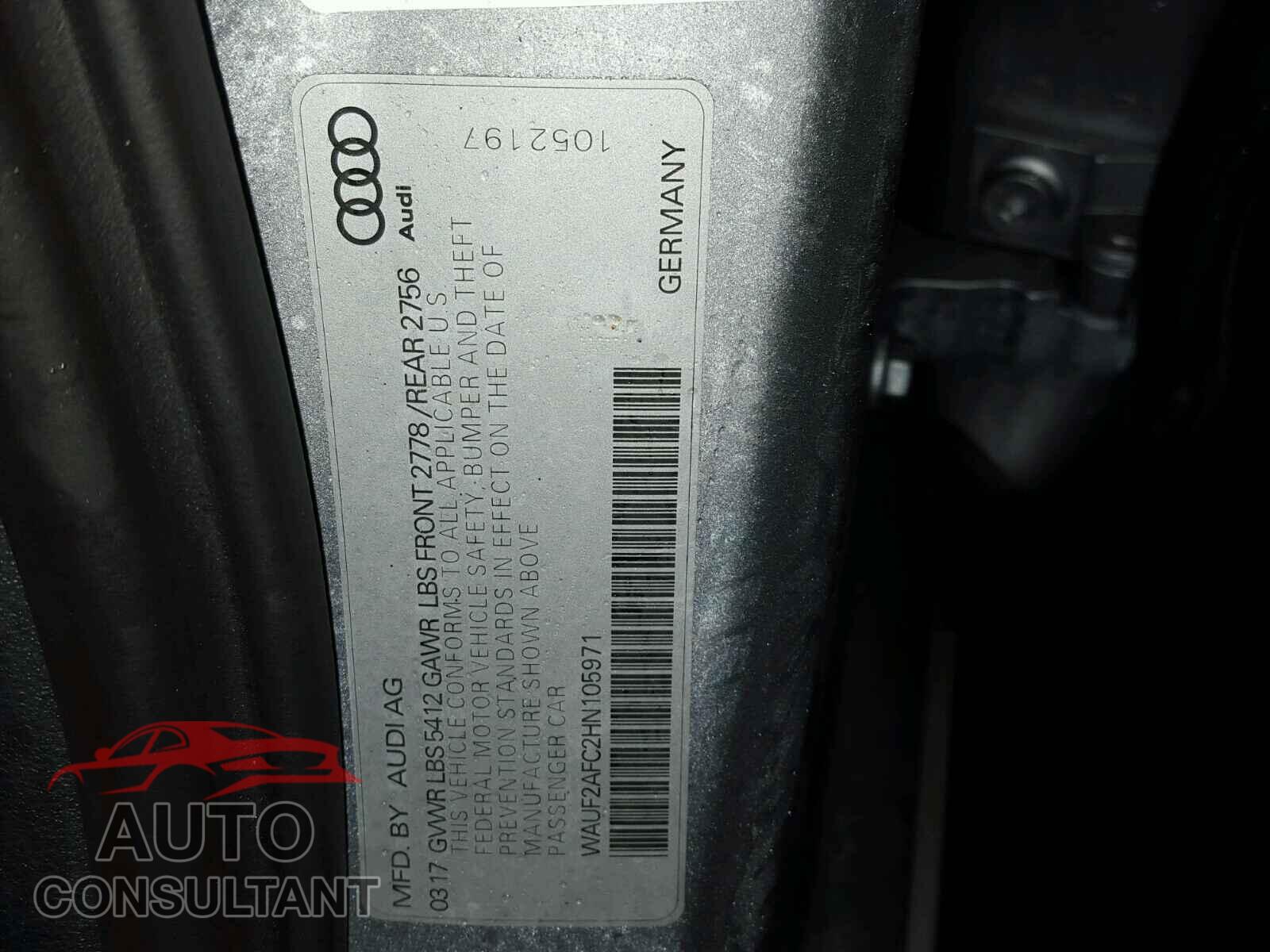AUDI A6 2017 - WAUF2AFC2HN105971