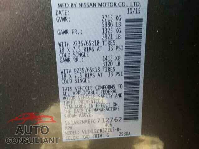 NISSAN PATHFINDER 2015 - 5N1AR2MM6FC712762