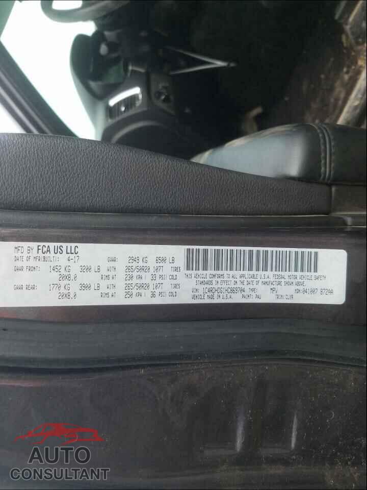 DODGE DURANGO 2017 - 1C4RDHDG1HC869704