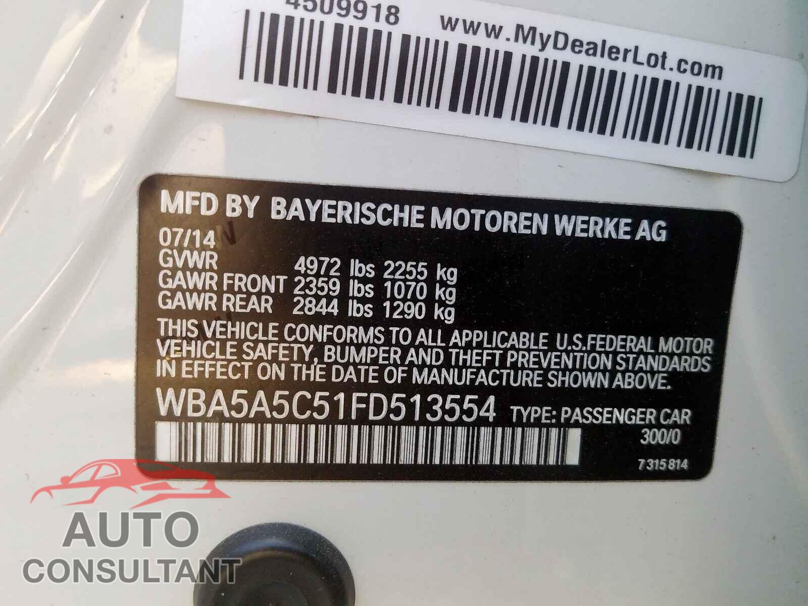 BMW 5 SERIES 2015 - 1FTEW1EP1JFE03614