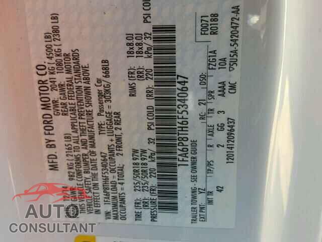 FORD MUSTANG 2015 - 19XFC2F75JE036048