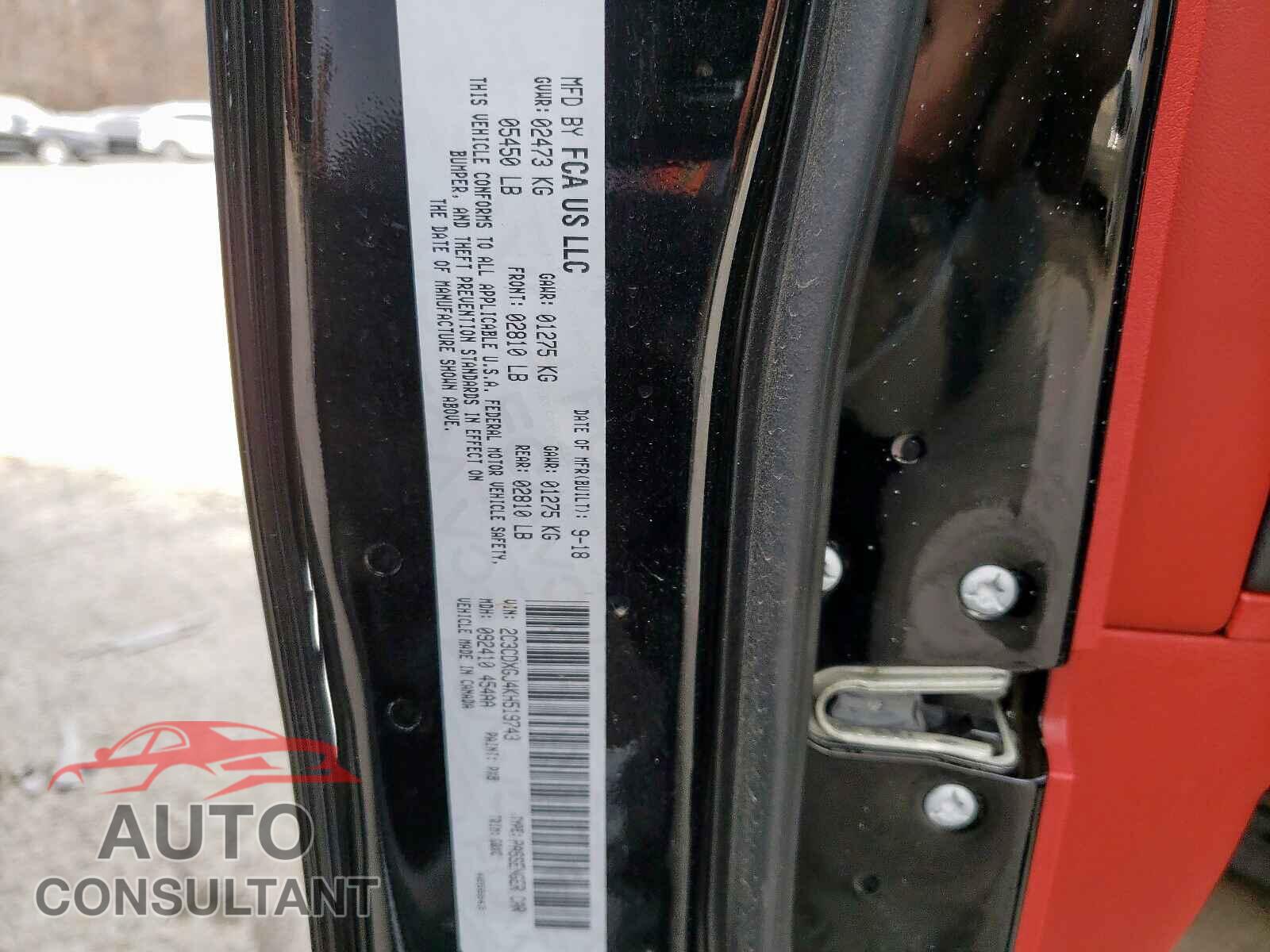 DODGE CHARGER 2019 - 2C3CDXGJ4KH519743