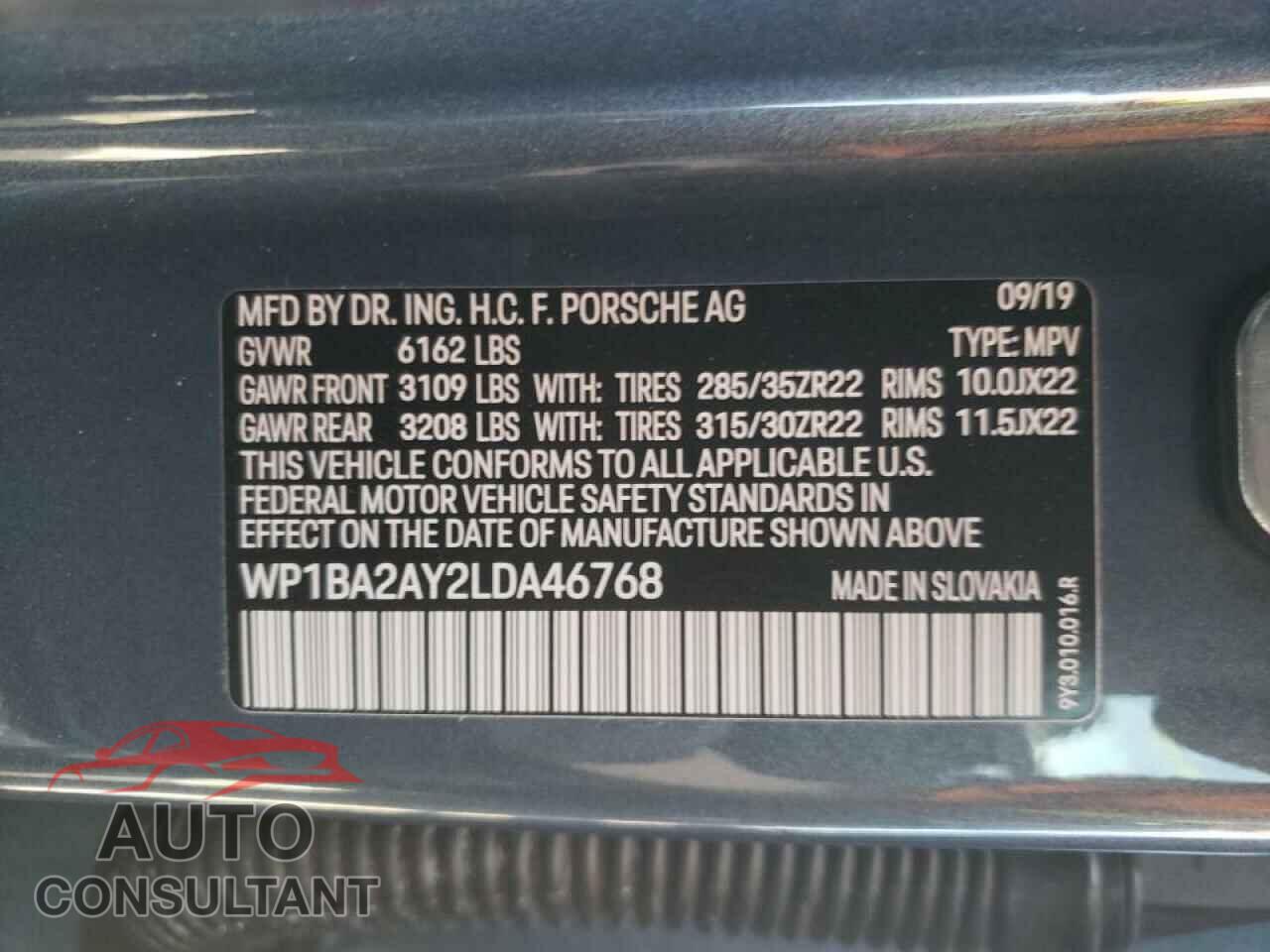 PORSCHE CAYENNE 2020 - WP1BA2AY2LDA46768