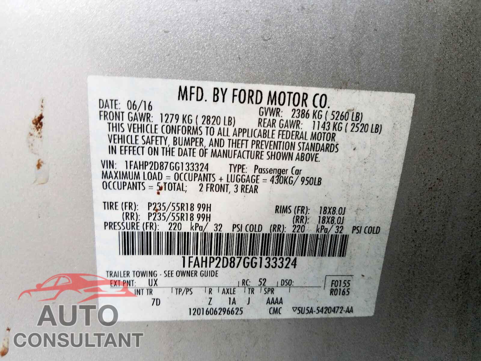 FORD TAURUS 2016 - 4T1BF1FK2HU333130