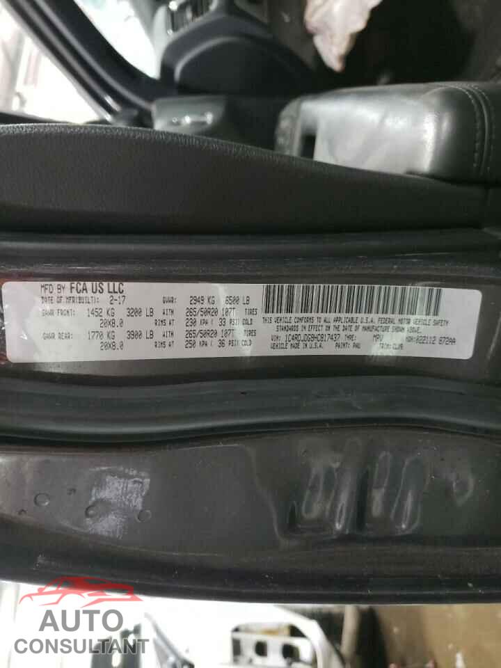 DODGE DURANGO 2017 - 1C4RDJDG9HC817437