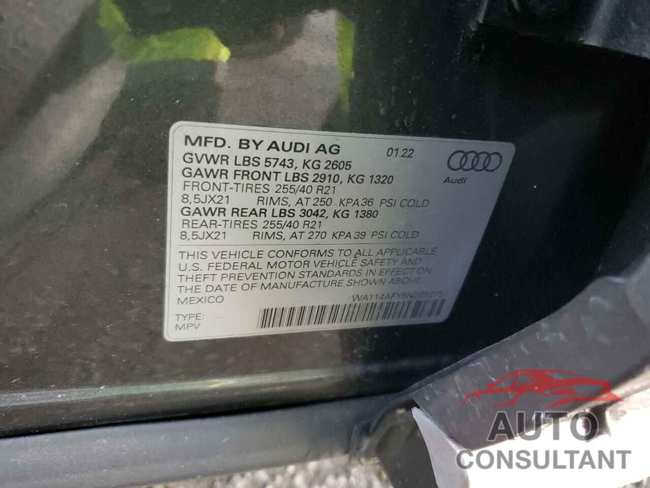 AUDI SQ5 SPORTB 2022 - WA114AFY5N2052757