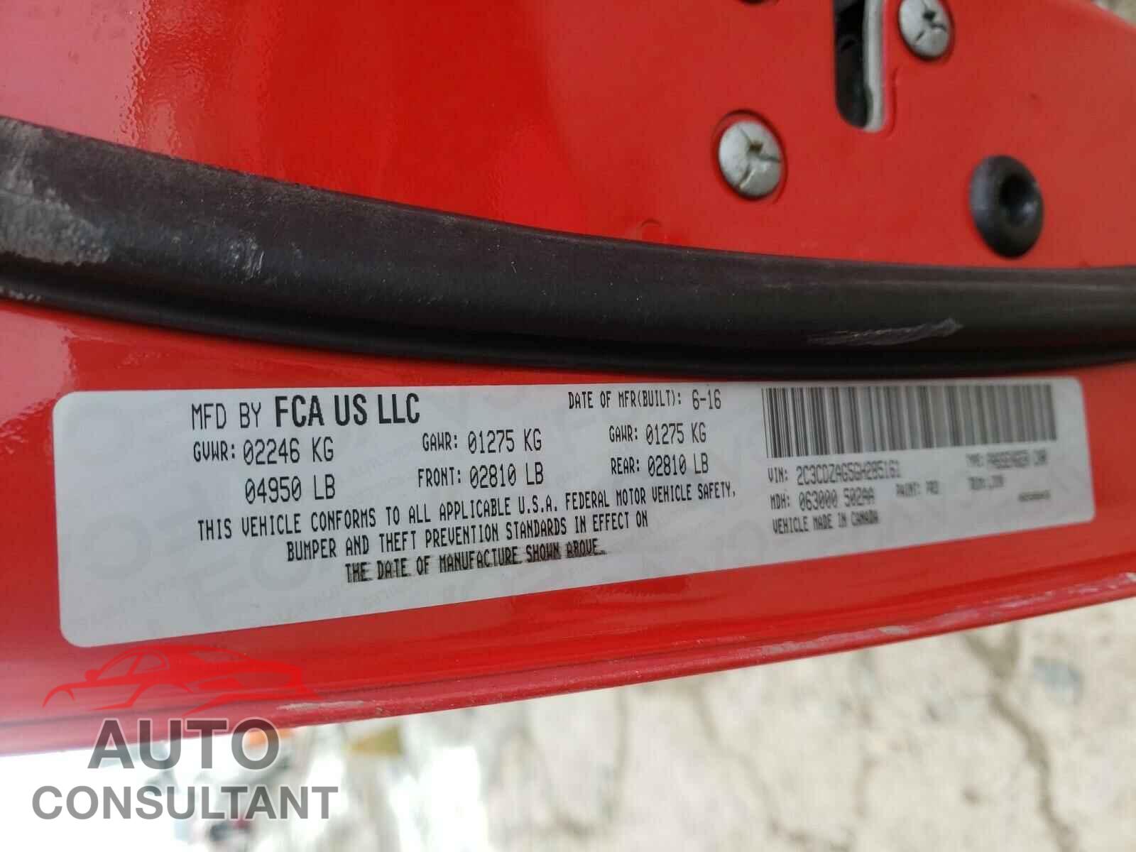 DODGE CHALLENGER 2016 - 2C3CDZAG5GH285161