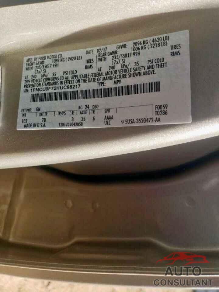 FORD ESCAPE 2017 - 1FMCU0F72HUC98217