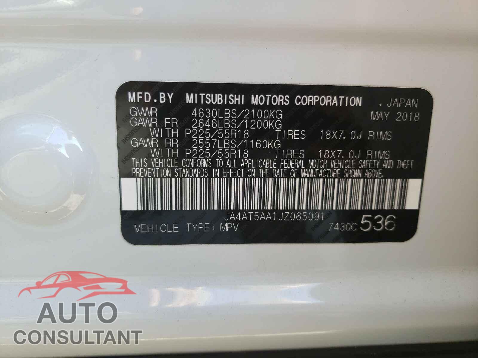 MITSUBISHI ECLIPSE 2018 - JA4AT5AA1JZ065091