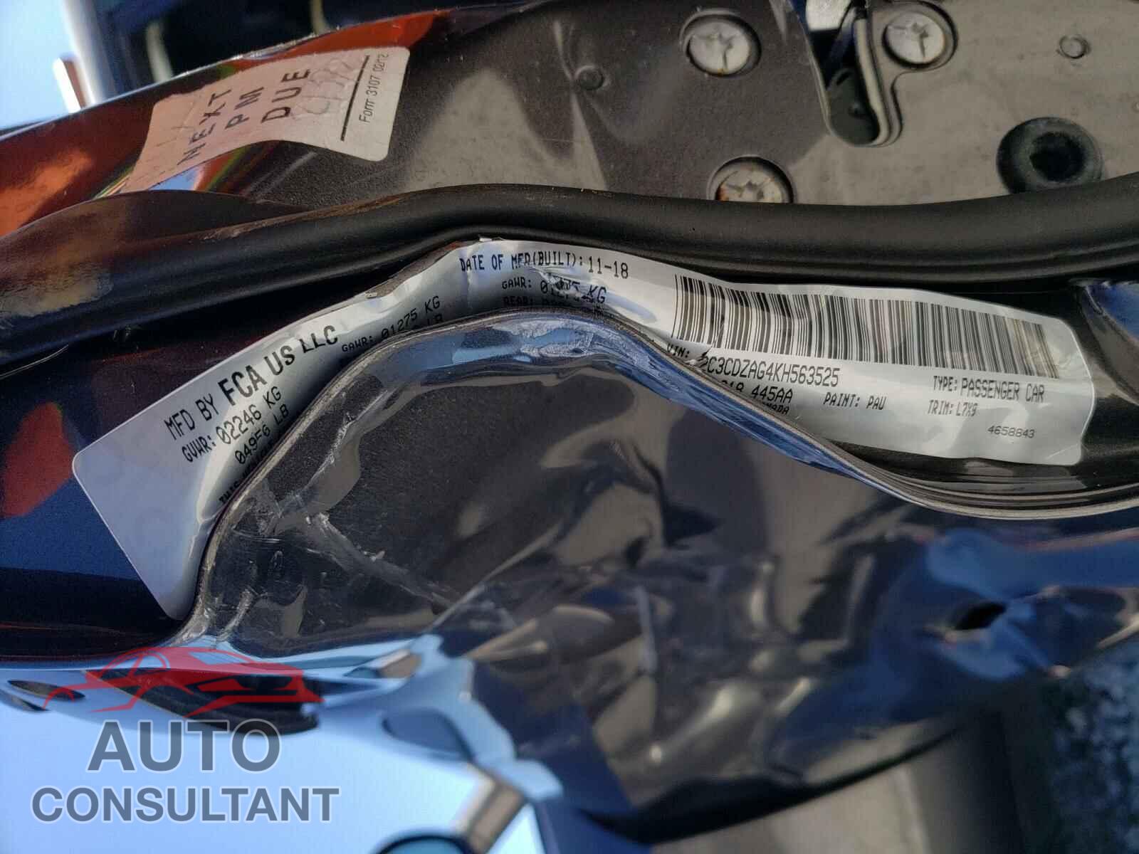 DODGE CHALLENGER 2019 - 2C3CDZAG4KH563525