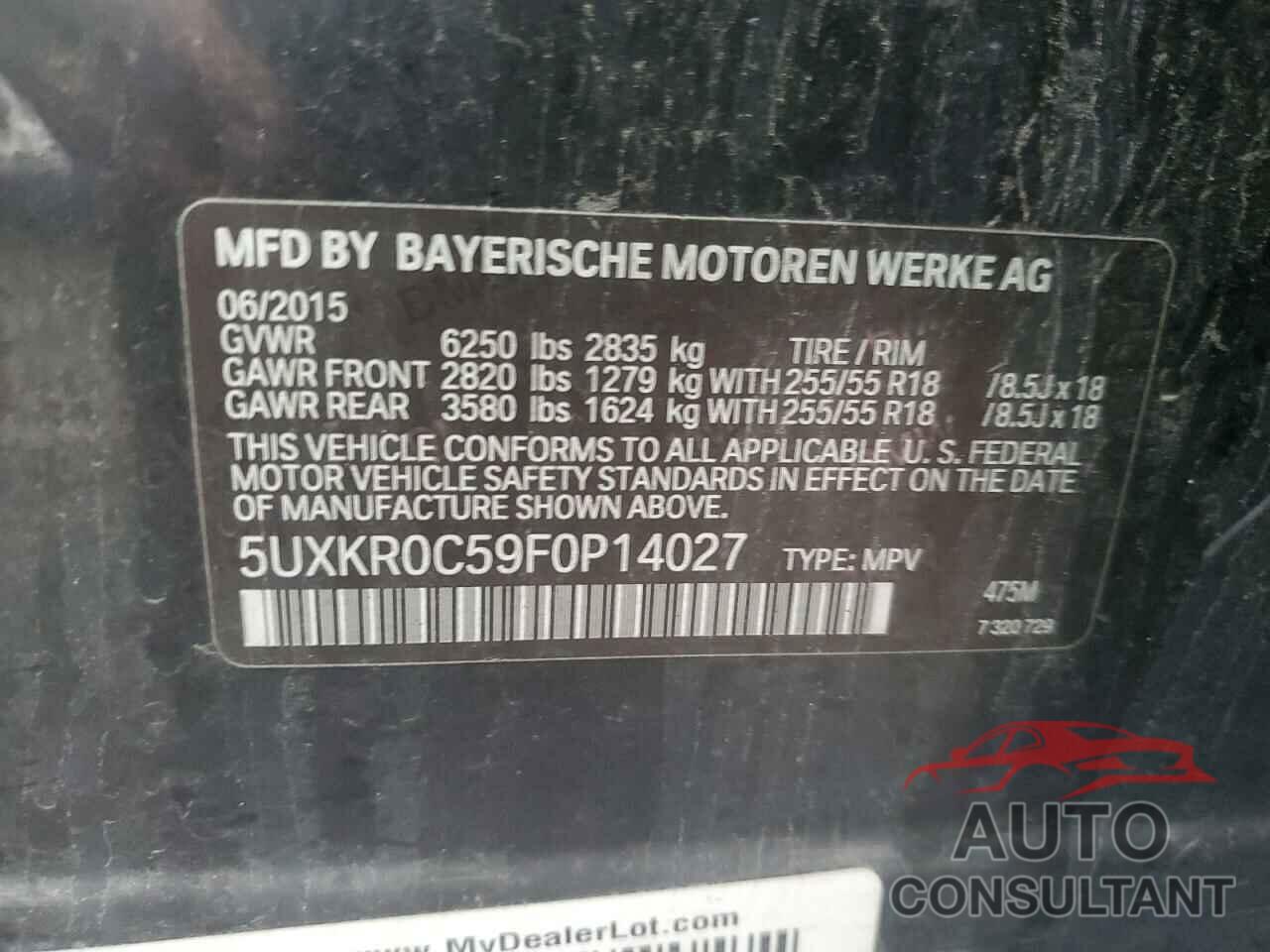 BMW X5 2015 - 5UXKR0C59F0P14027